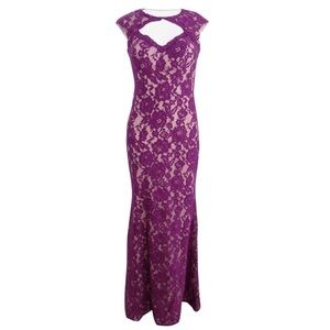Xscape Cutout Lace Purple Gown. Pre-Owned.